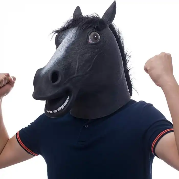 Gerçekçi At Kafası Maskesi Siyah Renk