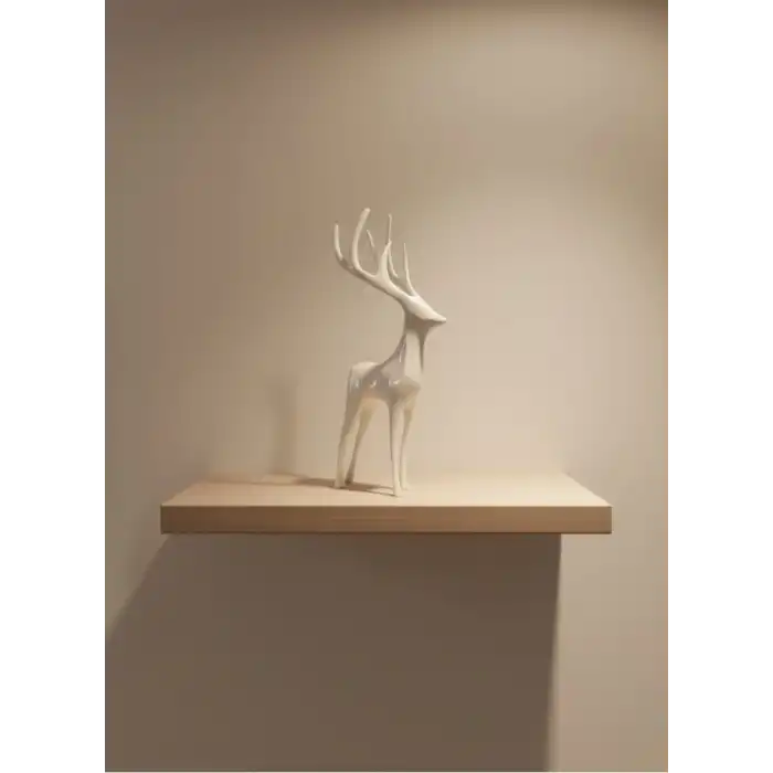 Geyik Figürü Beyaz Modern Salon ve Raf Dekoru