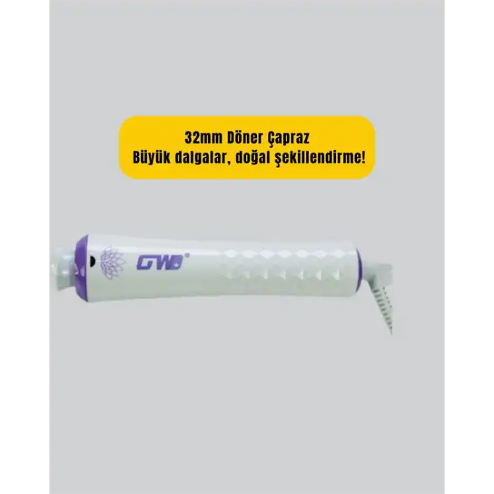 GW 32mm Döner Başlıklı Saç Kıvırma Makinesi – Her An Her Yerde Profesyonel Şekillendirme