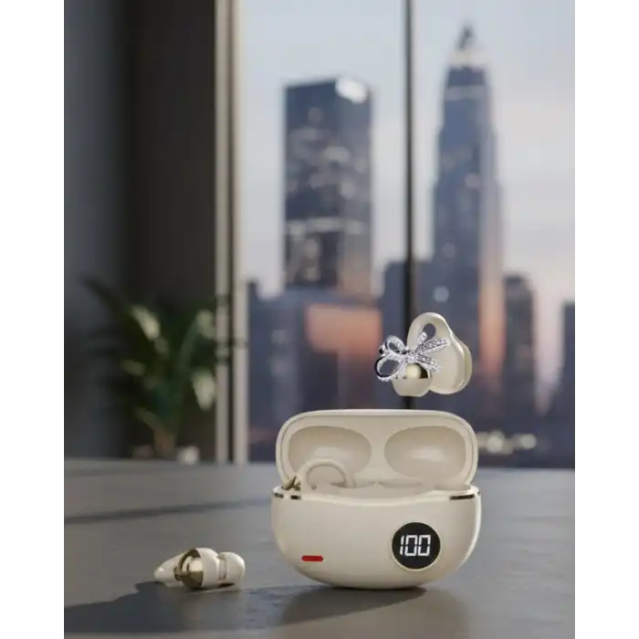 Handsfree Kablosuz Bluetooth Kulaklık Kristal Net Ses 2 Kurdele Küpe Hediyeli