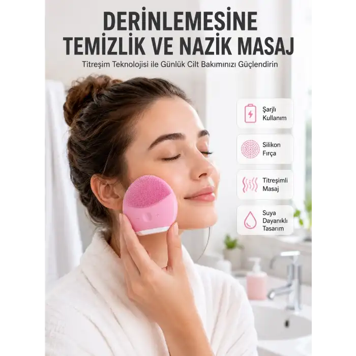 Hassas Ciltlere Özel Titreşimli Yüz Temizleme ve Masaj Aleti