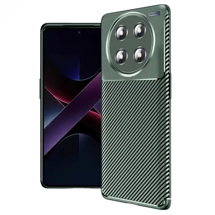 Honor Magic 7 Lite Kılıf Auto Focus Karbon Kapak - Koyu Yeşil
