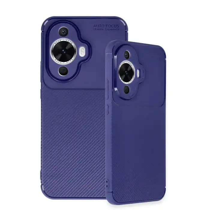 Huawei Nova 12s Kılıf Auto Focus Karbon Kapak - Lacivert