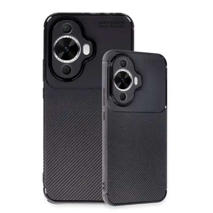 Huawei Nova 12s Kılıf Auto Focus Karbon Kapak - Siyah