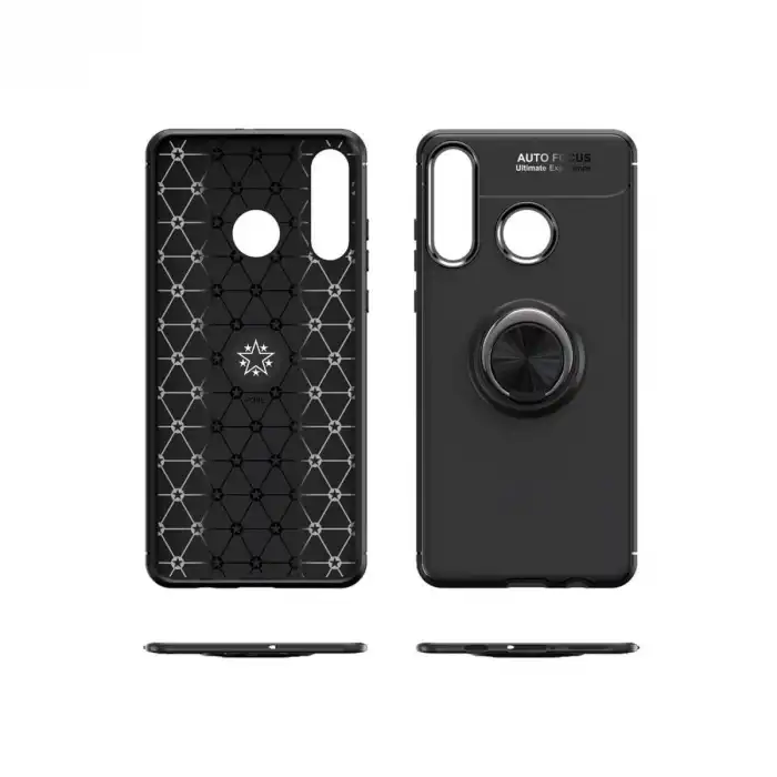 Huawei Y6p Kılıf Range Yüzüklü Silikon - Siyah