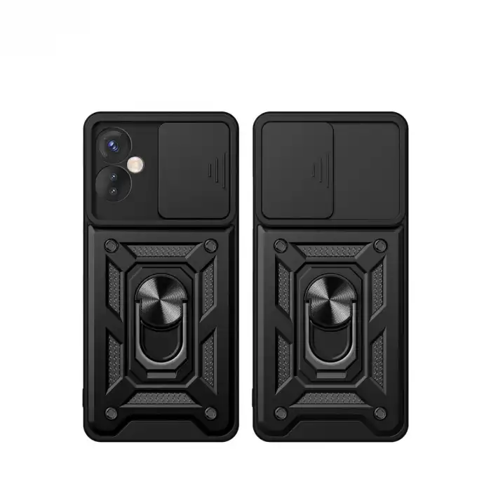 İnfinix Hot 30 5g Kılıf Pars Lens Yüzüklü Silikon - Siyah
