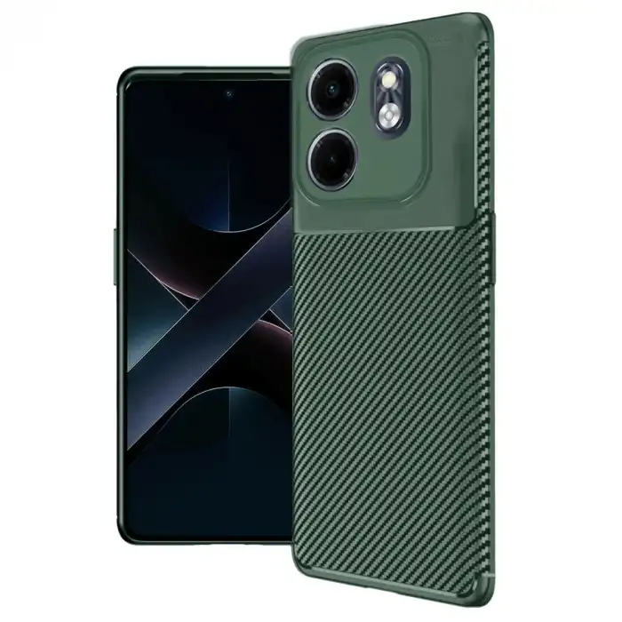 İnfinix Smart 9 Kılıf Auto Focus Karbon Kapak - Koyu Yeşil
