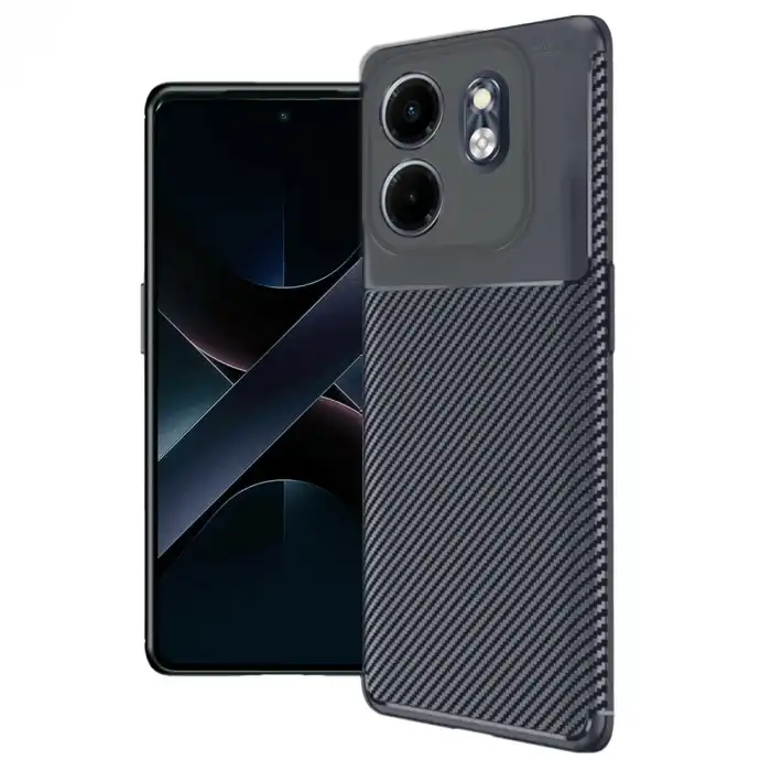 İnfinix Smart 9 Kılıf Auto Focus Karbon Kapak - Lacivert