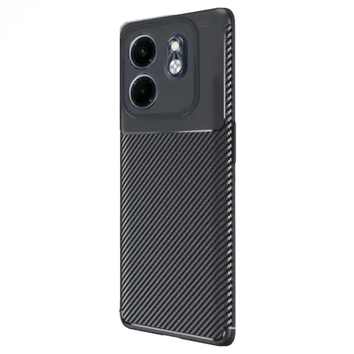 İnfinix Smart 9 Kılıf Auto Focus Karbon Kapak - Siyah