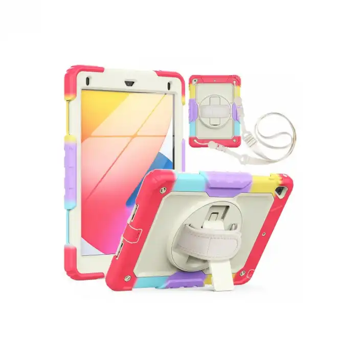 İpad 5 Air 9.7 Kılıf Tablet Rainbow Kapak - Kırmızı