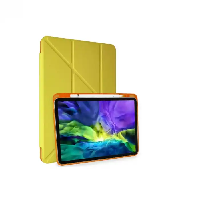 İpad Pro 11 (2018) Kılıf Kalemlikli Mars Tablet Kılıfı - Açık Sarı