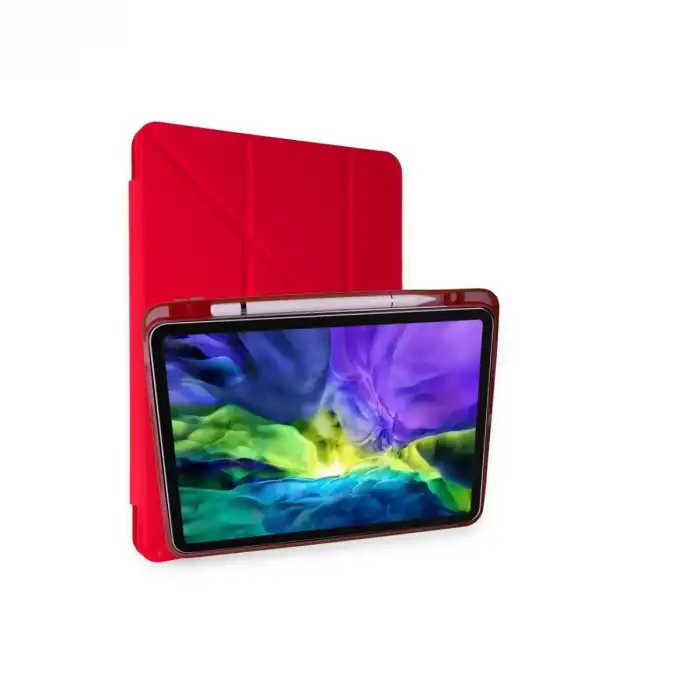İpad Pro 11 (2018) Kılıf Kalemlikli Mars Tablet Kılıfı - Kırmızı