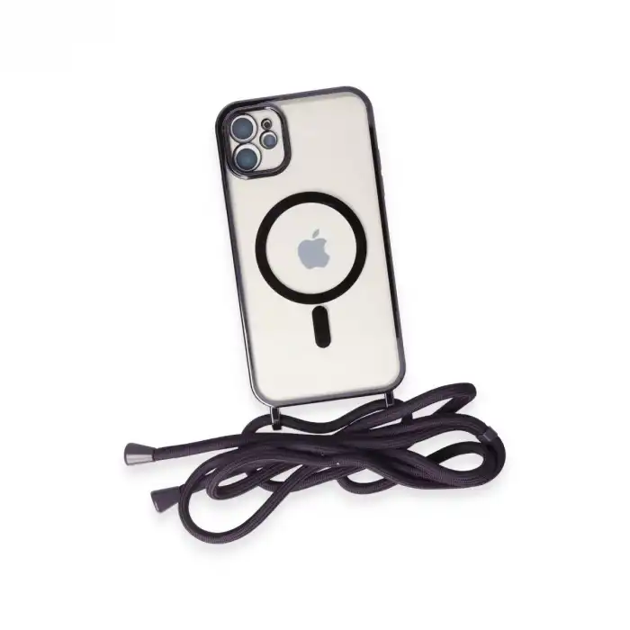 İphone 11 Kılıf Divo Lazer Askılı Magsafe Kapak - Derin Mor