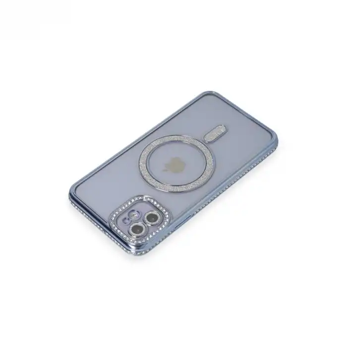 İphone 11 Kılıf Joke Simli Magneticsafe Kılıf - Mavi