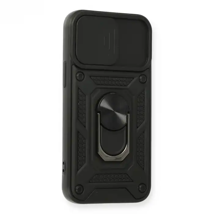 İphone 11 Kılıf Pars Lens Yüzüklü Silikon - Siyah