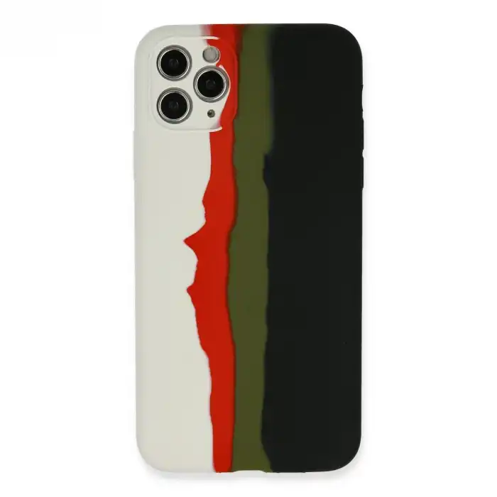 İphone 11 Pro Kılıf Ebruli Lansman Silikon - Beyaz-siyah