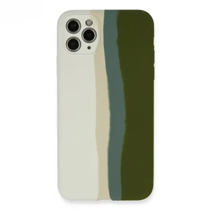 İphone 11 Pro Kılıf Ebruli Lansman Silikon - Beyaz-yeşil