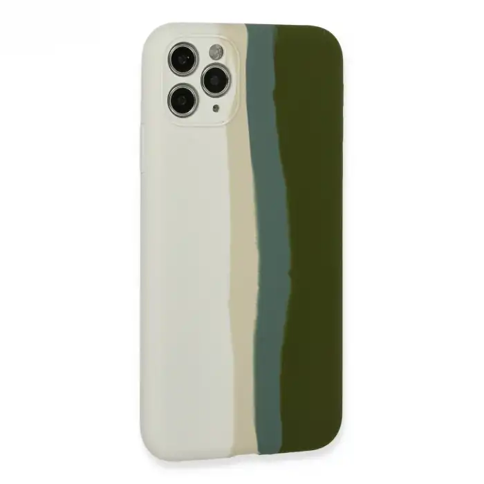 İphone 11 Pro Kılıf Ebruli Lansman Silikon - Beyaz-yeşil