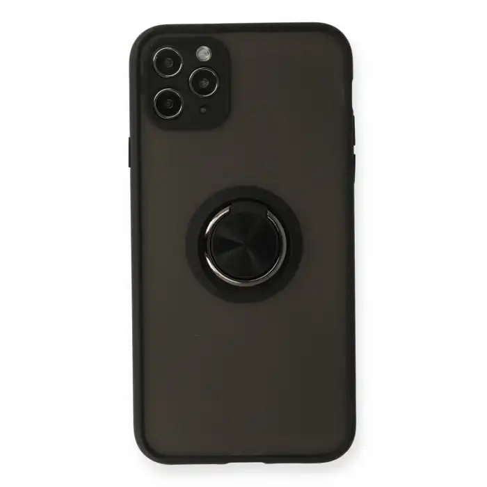 İphone 11 Pro Kılıf Montreal Yüzüklü Silikon Kapak - Siyah
