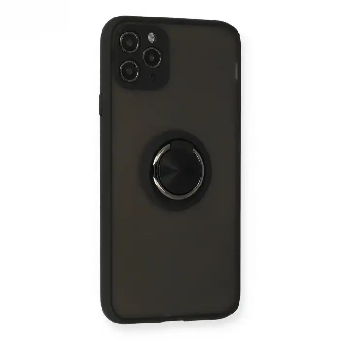 İphone 11 Pro Kılıf Montreal Yüzüklü Silikon Kapak - Siyah