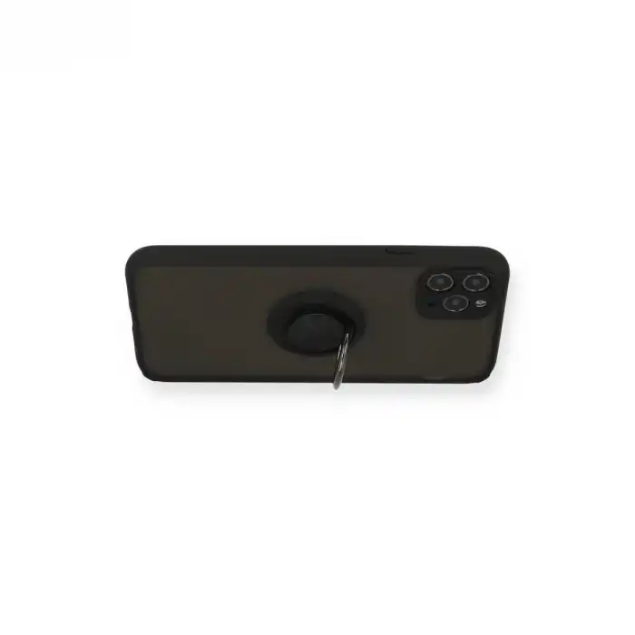 İphone 11 Pro Kılıf Montreal Yüzüklü Silikon Kapak - Siyah