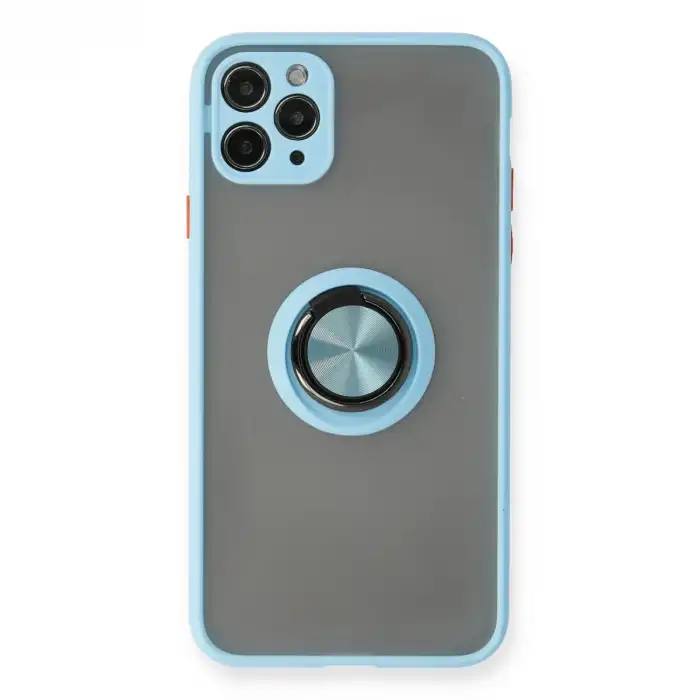 İphone 11 Pro Max Kılıf Montreal Yüzüklü Silikon Kapak - Buz Mavi