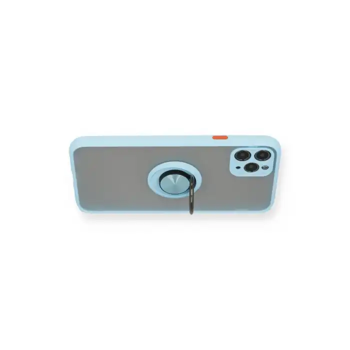 İphone 11 Pro Max Kılıf Montreal Yüzüklü Silikon Kapak - Buz Mavi