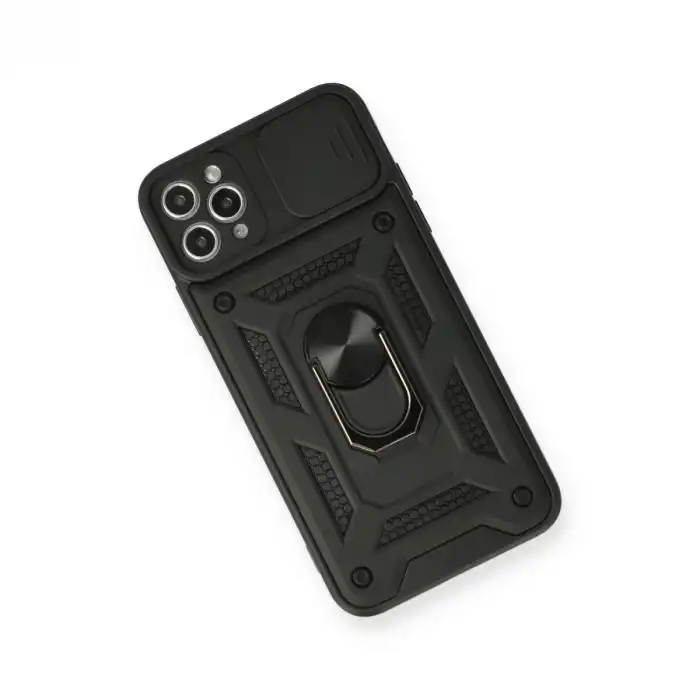 İphone 11 Pro Max Kılıf Pars Lens Yüzüklü Silikon - Siyah