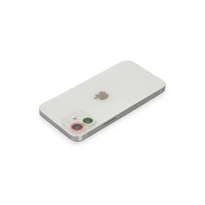 İphone 11 Renkli Kamera Lens Koruma Cam - Yeşil-pembe