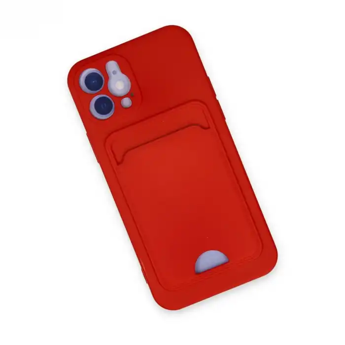 İphone 12 Kılıf Kelvin Kartvizitli Silikon - Kırmızı