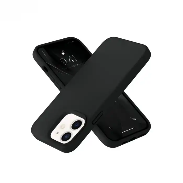 İphone 12 Kılıf Nano İçi Kadife Silikon- Siyah