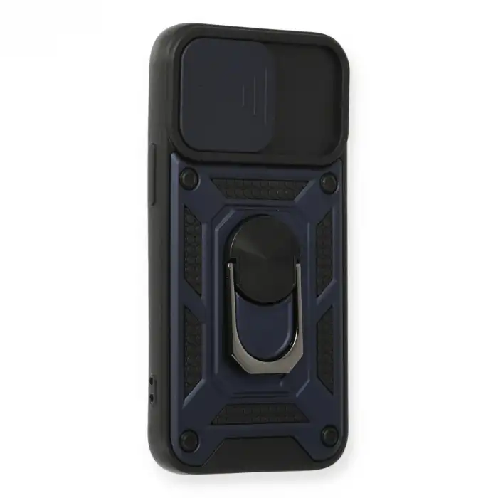 İphone 12 Kılıf Pars Lens Yüzüklü Silikon - Lacivert