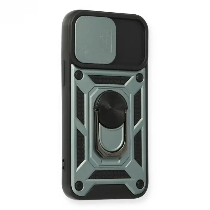 İphone 12 Mini Kılıf Pars Lens Yüzüklü Silikon - Yeşil