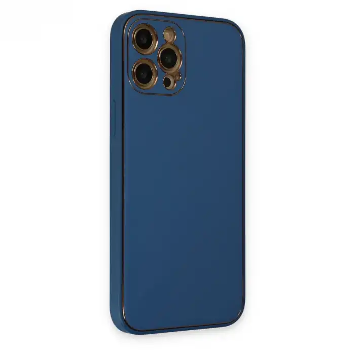 İphone 12 Pro Kılıf Coco Deri Silikon Kapak - Açık Mavi