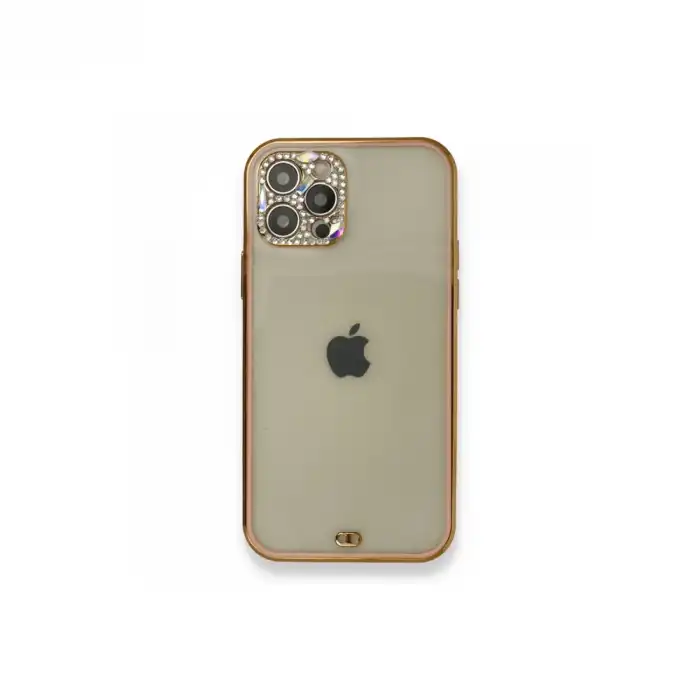 İphone 12 Pro Kılıf Liva Taşlı Silikon - Pembe