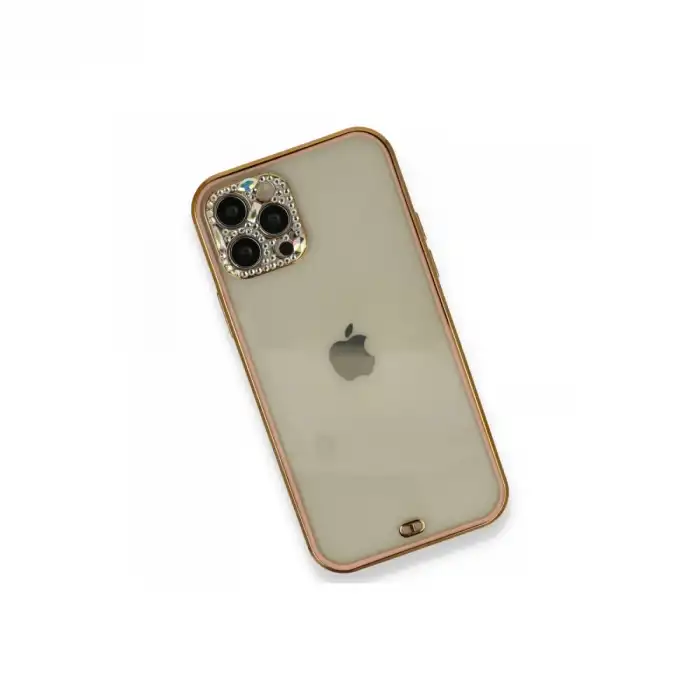 İphone 12 Pro Kılıf Liva Taşlı Silikon - Pembe