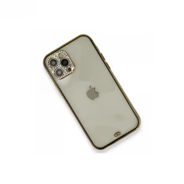 İphone 12 Pro Kılıf Liva Taşlı Silikon - Siyah