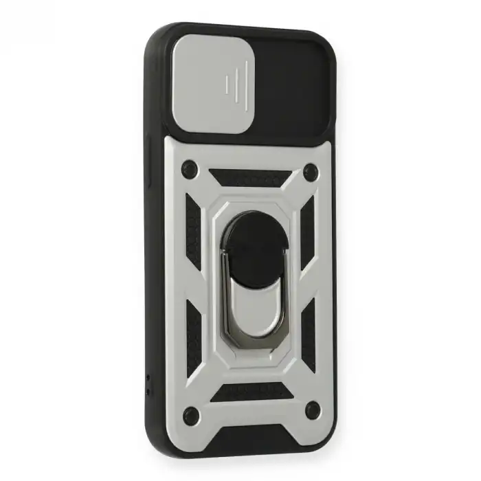 İphone 12 Pro Kılıf Pars Lens Yüzüklü Silikon - Gümüş