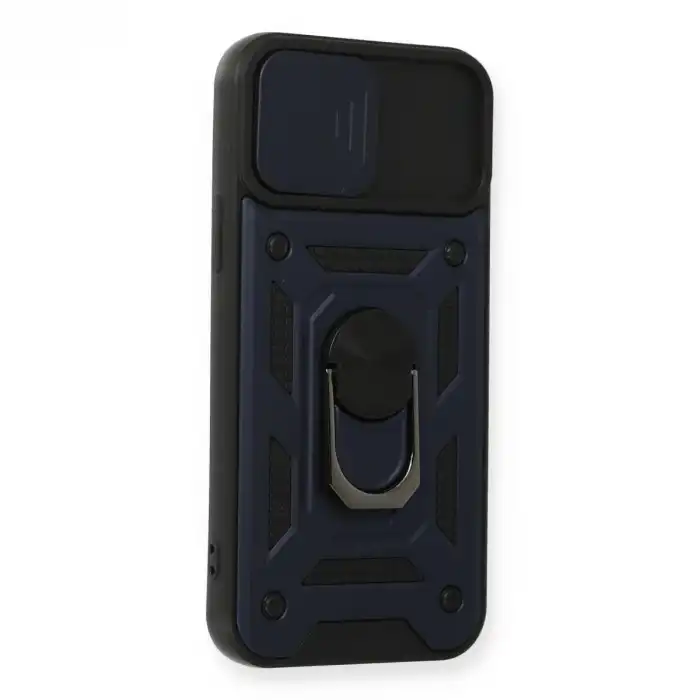 İphone 12 Pro Kılıf Pars Lens Yüzüklü Silikon - Lacivert