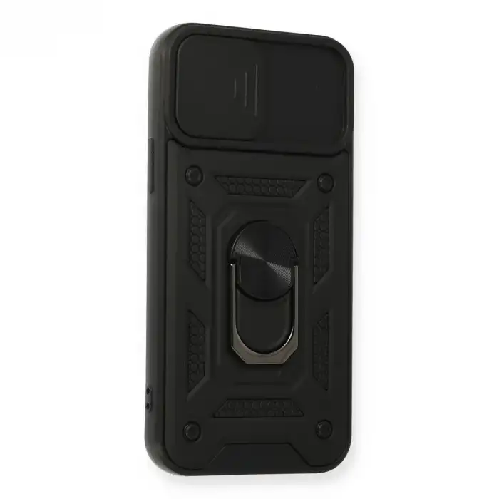 İphone 12 Pro Kılıf Pars Lens Yüzüklü Silikon - Siyah