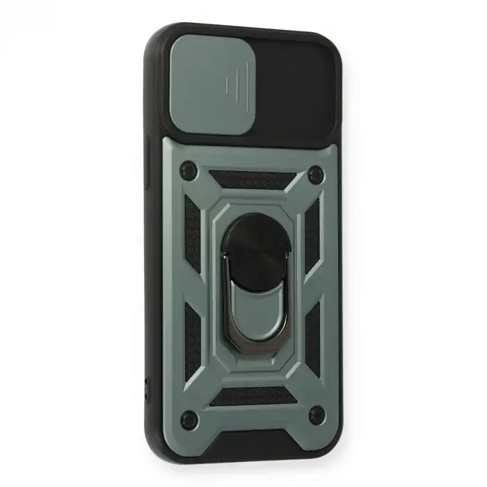 İphone 12 Pro Kılıf Pars Lens Yüzüklü Silikon - Yeşil