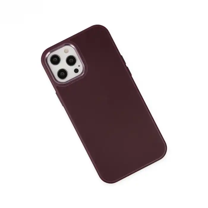 İphone 12 Pro Max Kılıf Asya Deri Silikon - Mürdüm