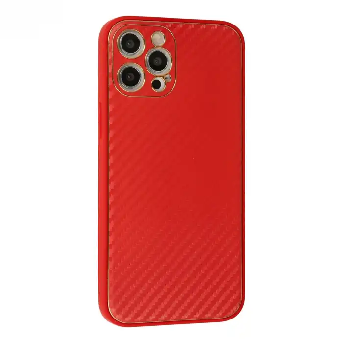 İphone 12 Pro Max Kılıf Coco Karbon Silikon - Kırmızı
