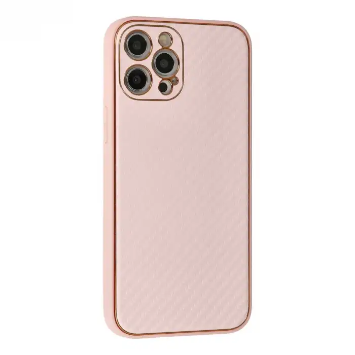 İphone 12 Pro Max Kılıf Coco Karbon Silikon - Pembe