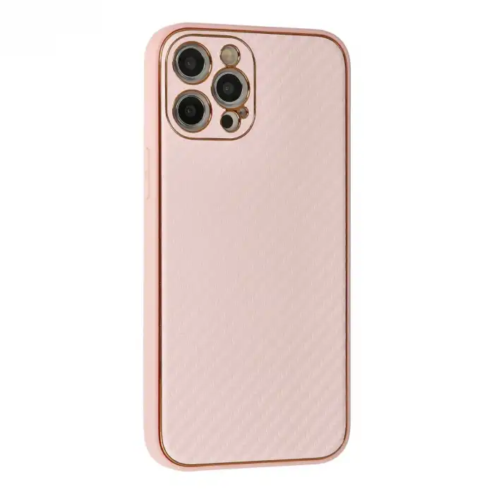 İphone 12 Pro Max Kılıf Coco Karbon Silikon - Pembe