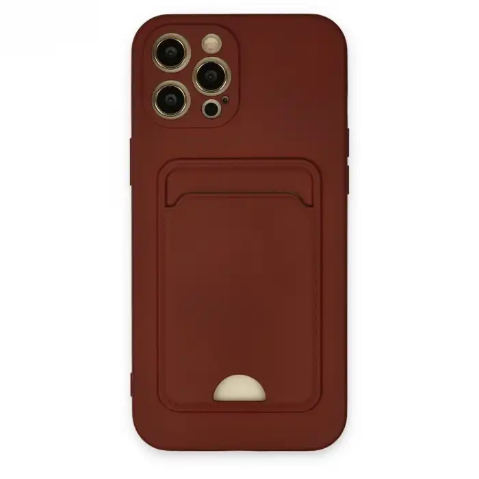 İphone 12 Pro Max Kılıf Kelvin Kartvizitli Silikon - Bordo