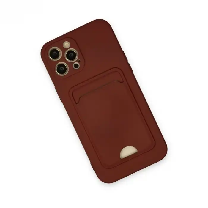 İphone 12 Pro Max Kılıf Kelvin Kartvizitli Silikon - Bordo