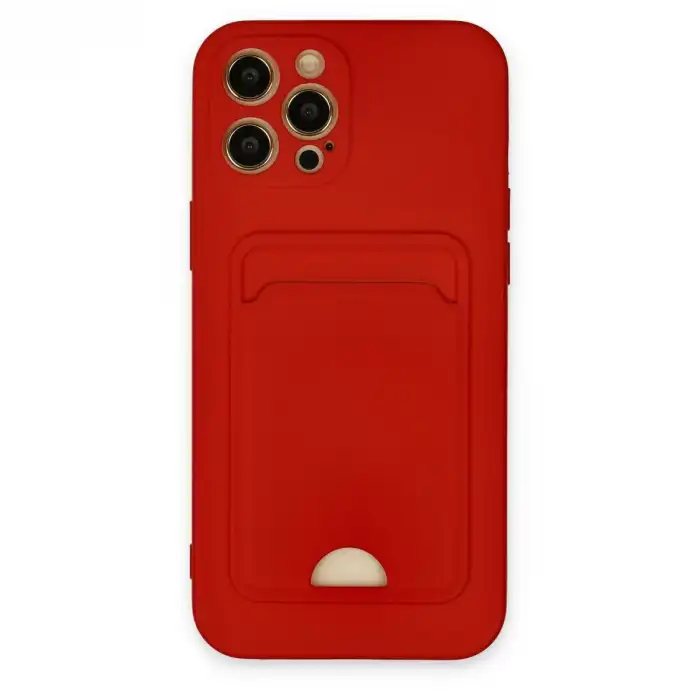 İphone 12 Pro Max Kılıf Kelvin Kartvizitli Silikon - Kırmızı