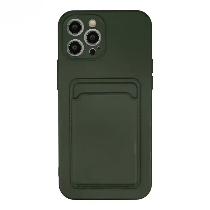 İphone 12 Pro Max Kılıf Kelvin Kartvizitli Silikon - Koyu Yeşil