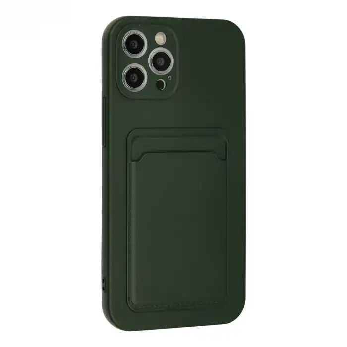 İphone 12 Pro Max Kılıf Kelvin Kartvizitli Silikon - Koyu Yeşil